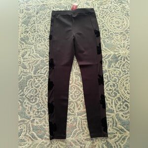 Guess Black Leggings With Mesh Floral Detail